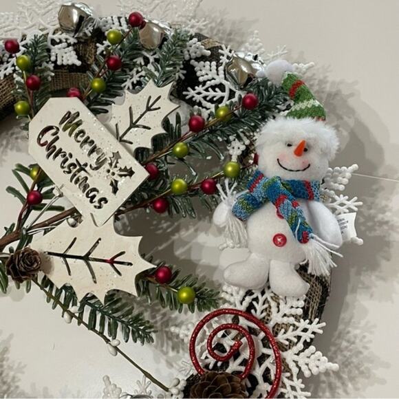 Handmade Wreath Christmas Snowman Snowflake - Picture 12 of 13